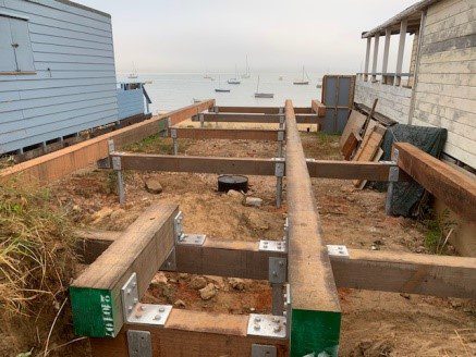 Wrabness Beach – Hut 50 Foundations and Timber Base Frame